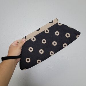 Retro Polka Dot Structured Clutch Wristlet Purse